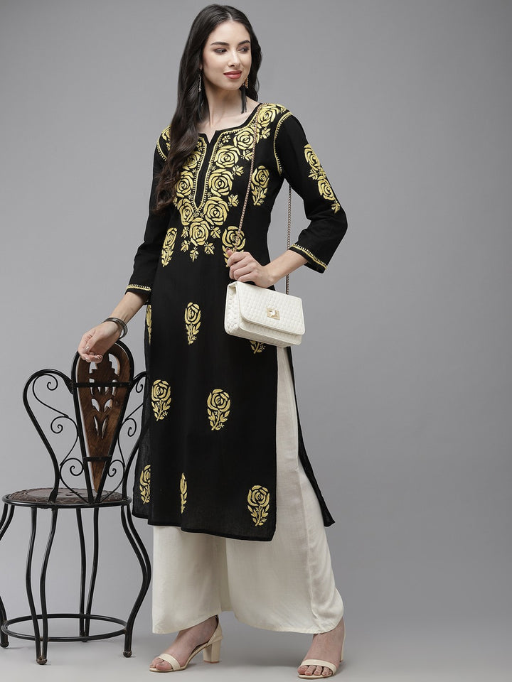 Black-Cotton-Lucknow-Chikankari-Kurta