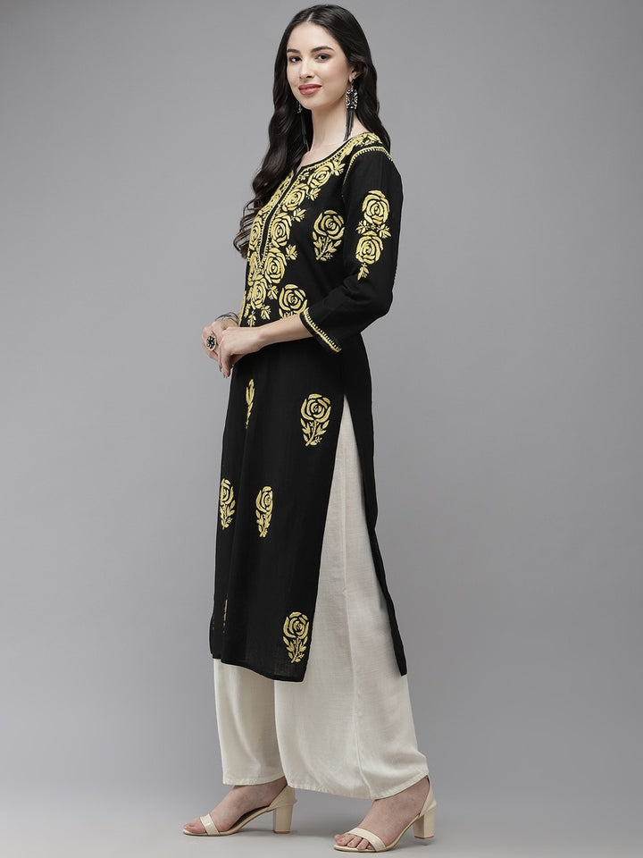 Black-Cotton-Lucknow-Chikankari-Kurta