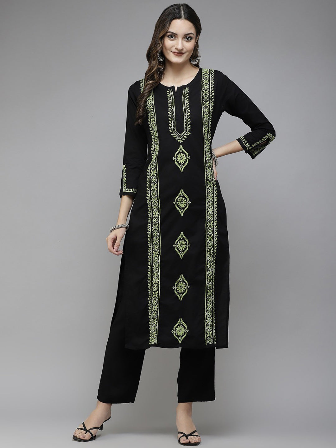 Black-Cotton-Lucknowi-Chikan-Kurta