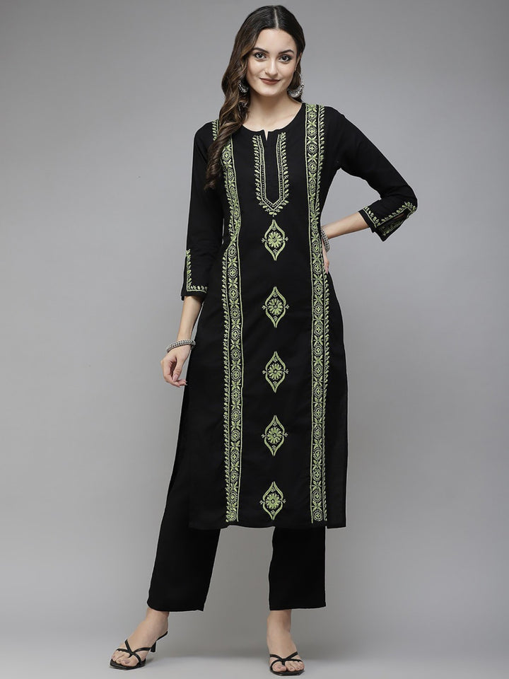 Black-Cotton-Lucknowi-Chikan-Kurta