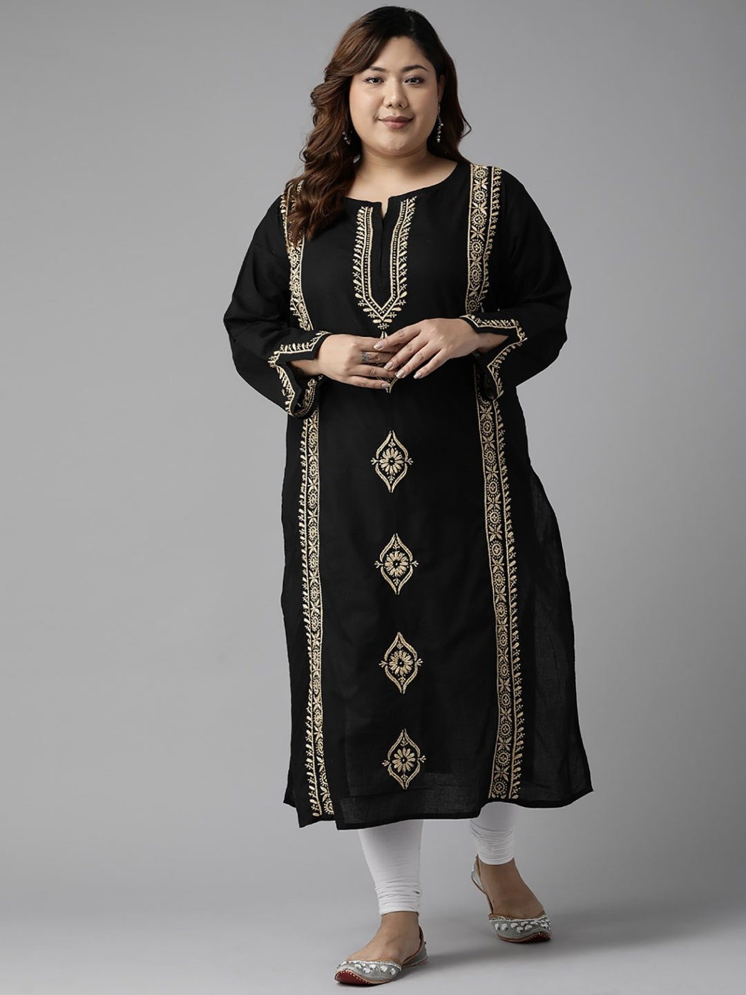 Black-Cotton-Lucknowi-Chikan-Kurta