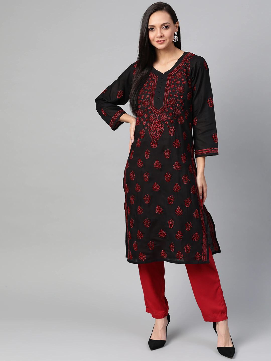Black-Cotton-Lucknow-Chikan-Kurta