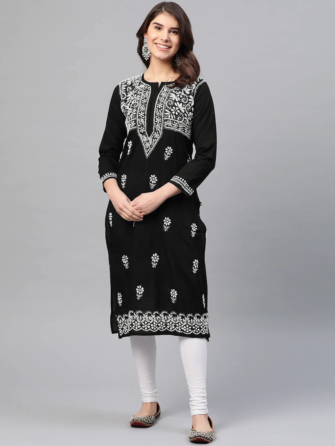 Black-Cotton-Lucknow-Chikan-Kurta