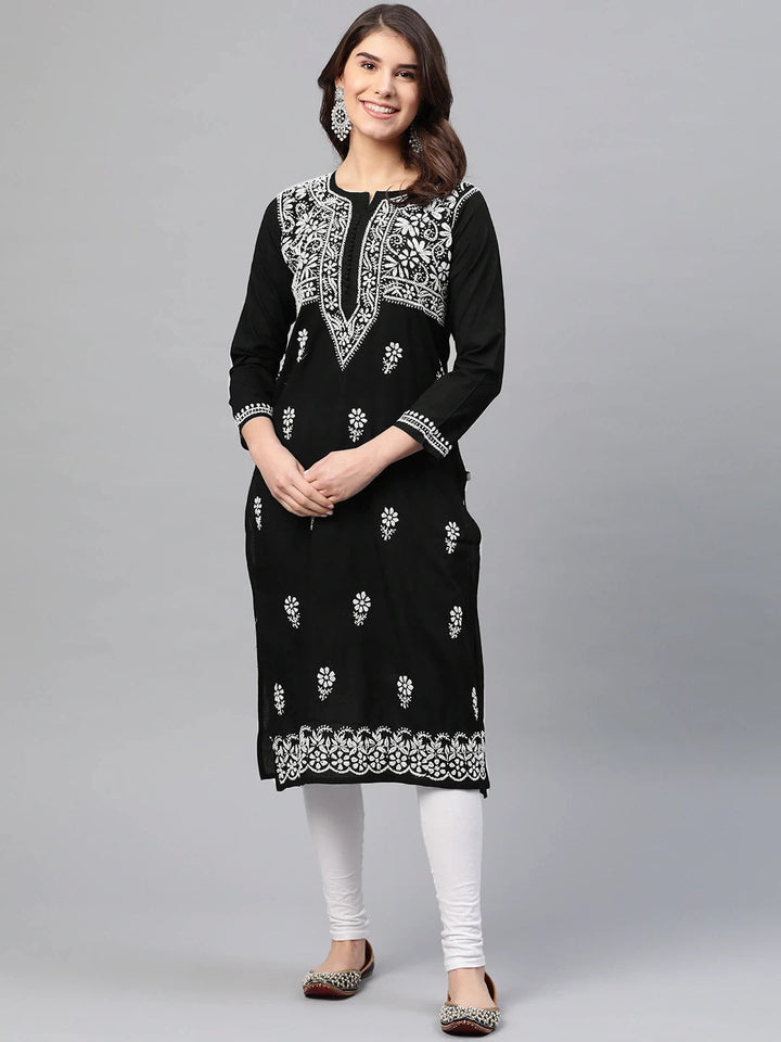 Black-Cotton-Lucknow-Chikan-Kurta