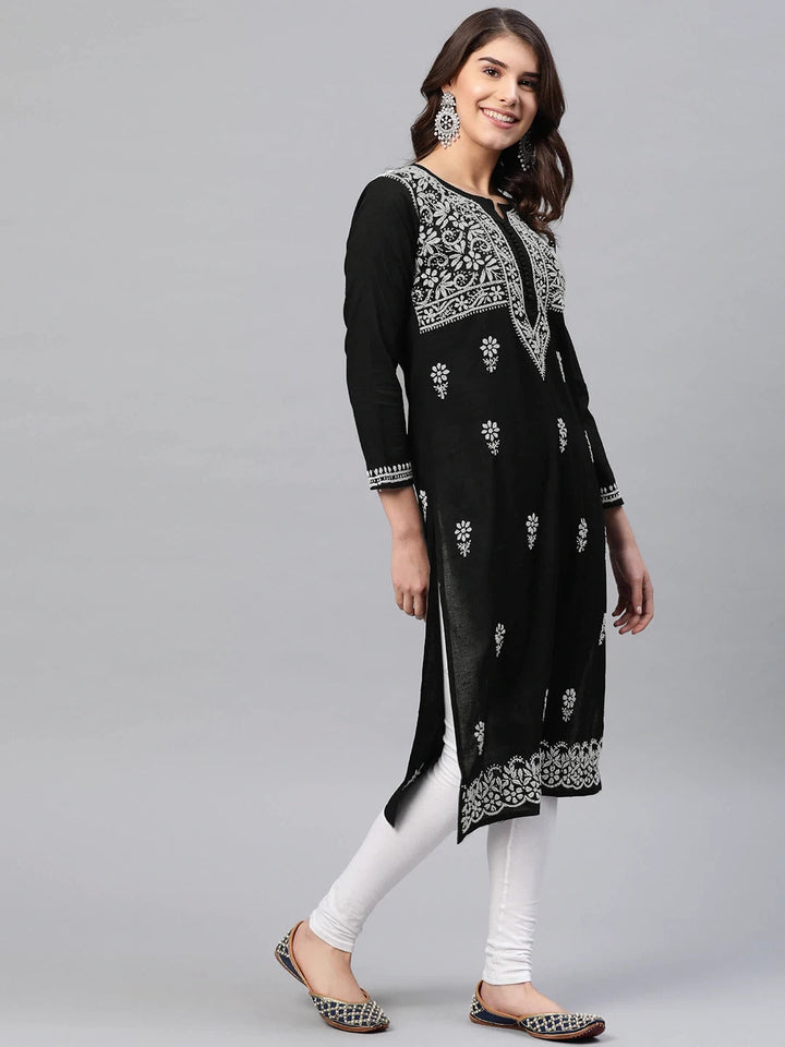 Black-Cotton-Lucknow-Chikan-Kurta