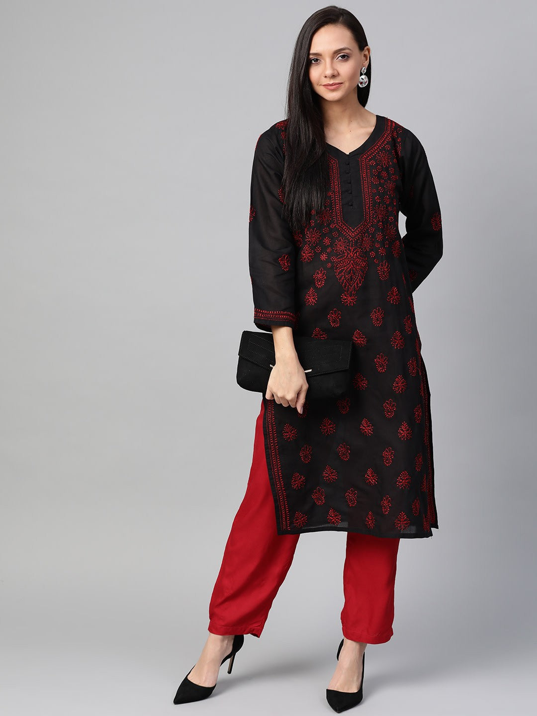 Black-Cotton-Lucknow-Chikan-Kurta