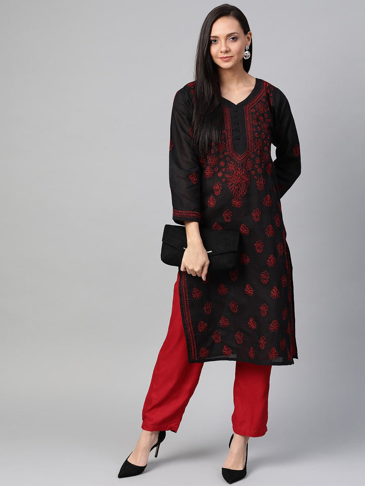Black-Cotton-Lucknow-Chikan-Kurta