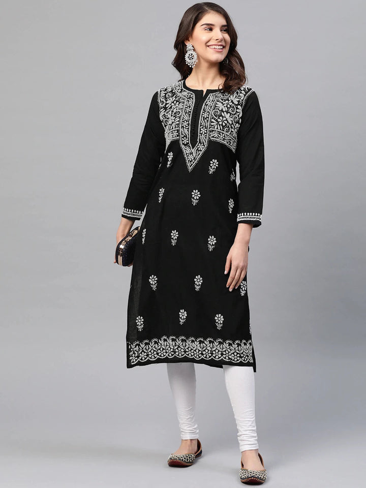 Black-Cotton-Lucknow-Chikan-Kurta