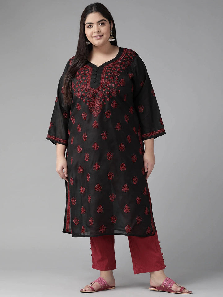 Black-Cotton-Lucknow-Chikan-Kurta