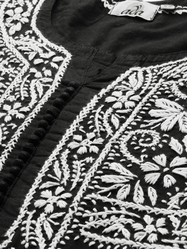 Black-Cotton-Lucknow-Chikan-Kurta