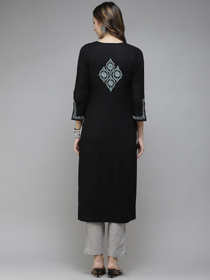Black-Cotton-Lucknowi-Chikan-Kurta