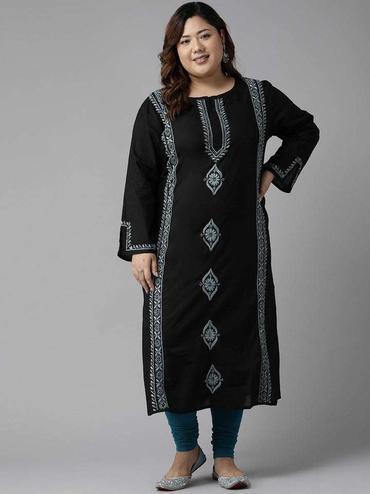 Black-Cotton-Lucknowi-Chikan-Kurta