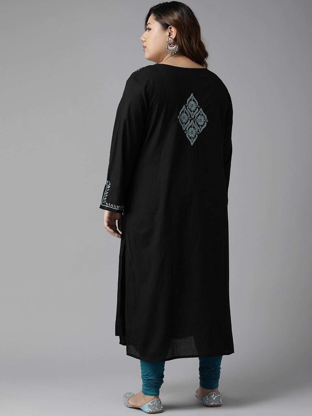 Black-Cotton-Lucknowi-Chikan-Kurta