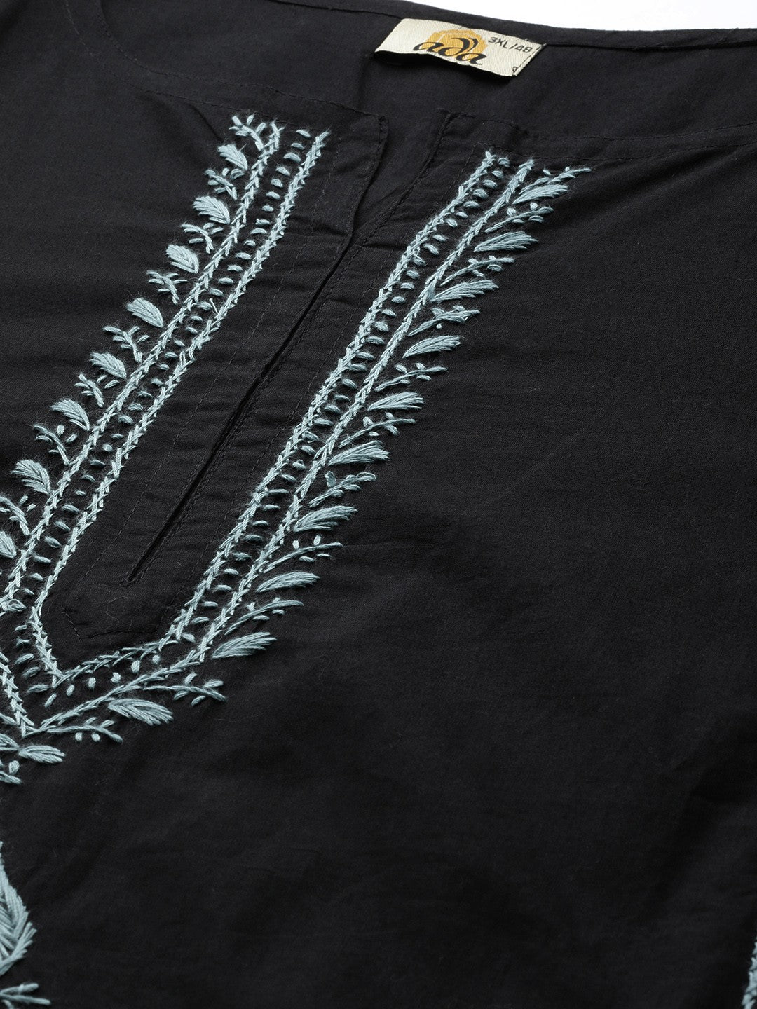 Black-Cotton-Lucknowi-Chikan-Kurta