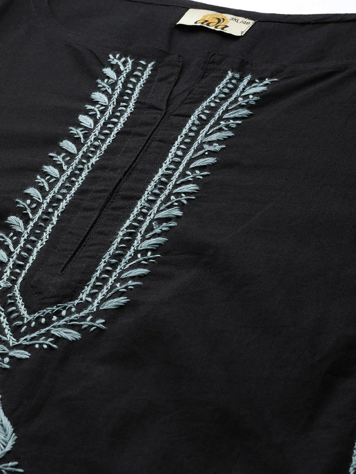 Black-Cotton-Lucknowi-Chikan-Kurta