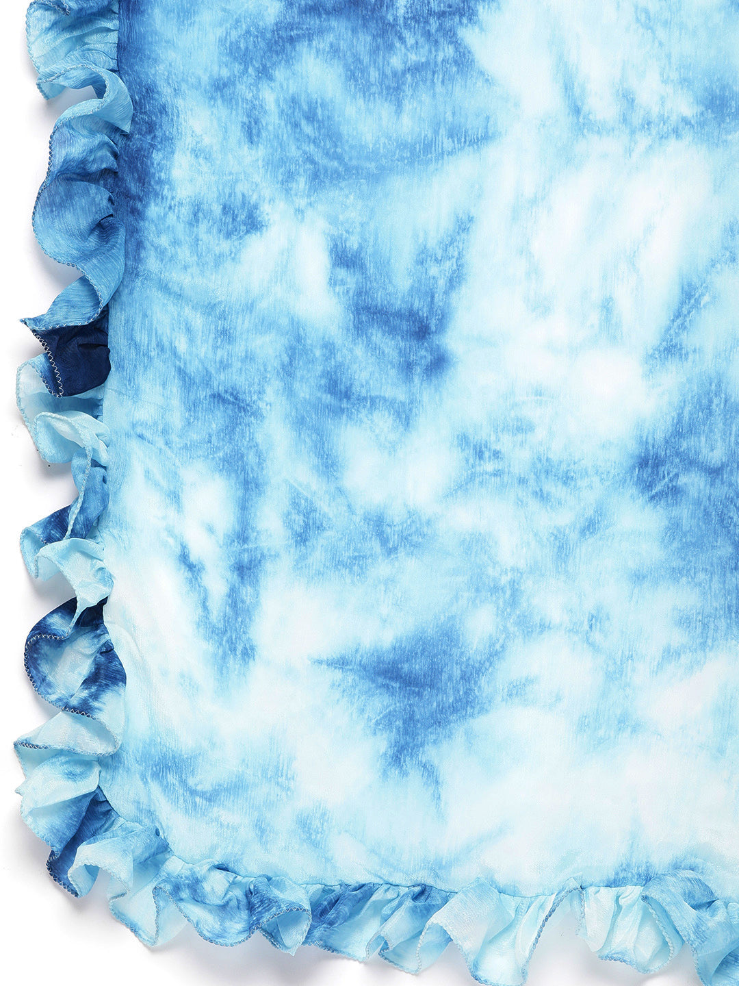 Blue Abstract Shibori Tie Dye Chinon Lehenga Set