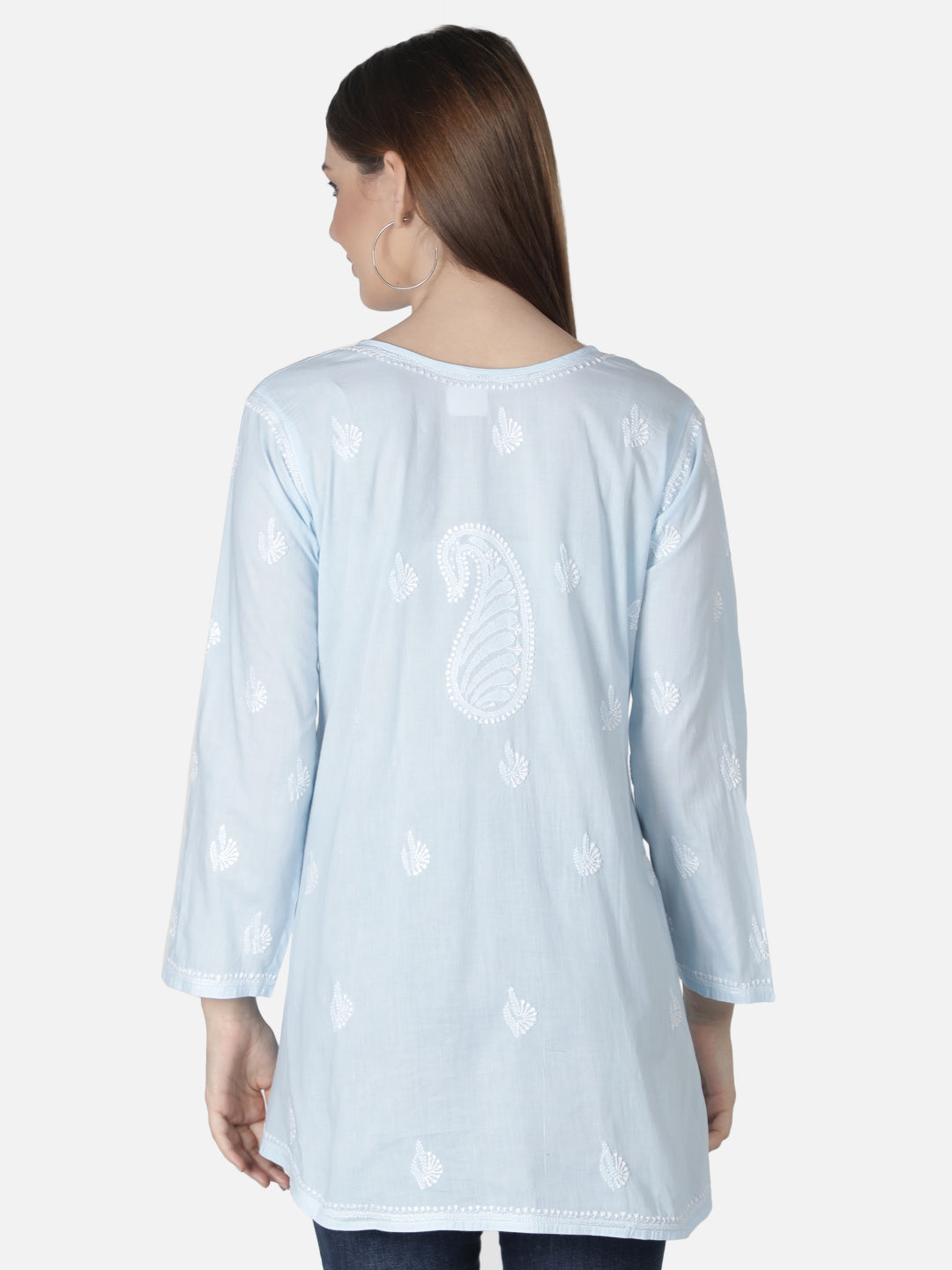Blue-Cotton-Lucknowi-Chikankari-Short-Top