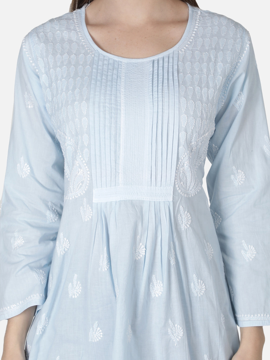 Blue-Cotton-Lucknowi-Chikankari-Short-Top