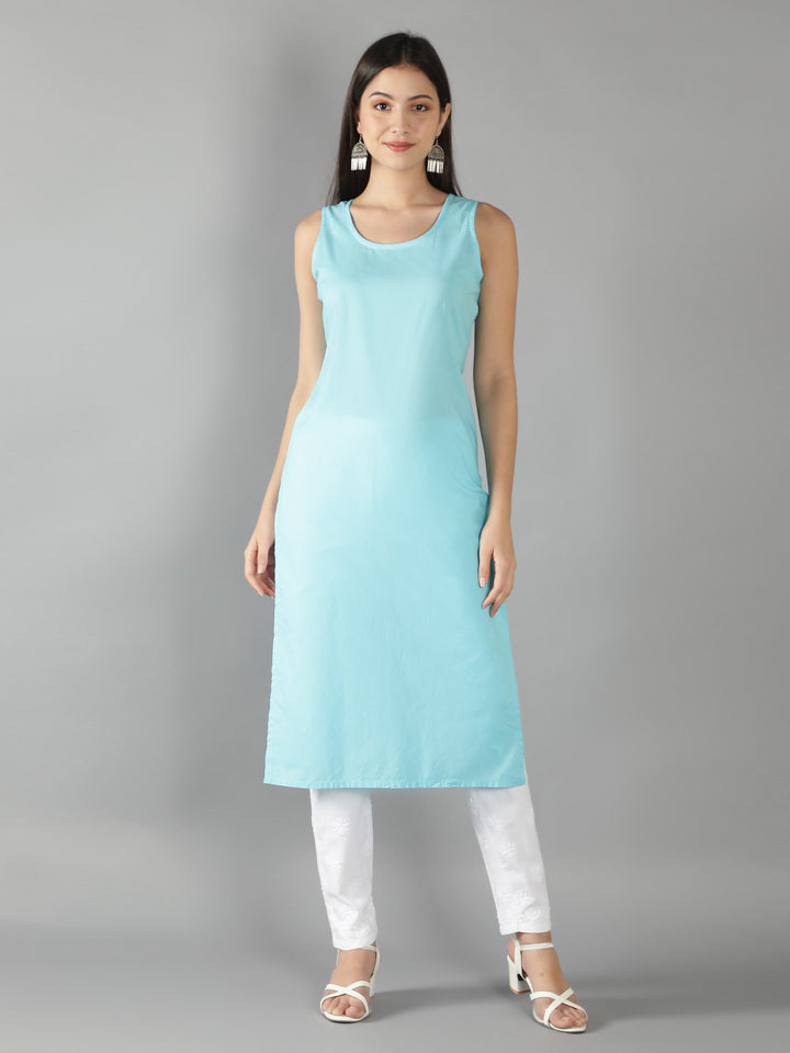 Blue Georgette Chikan Kurta & Matching Slip
