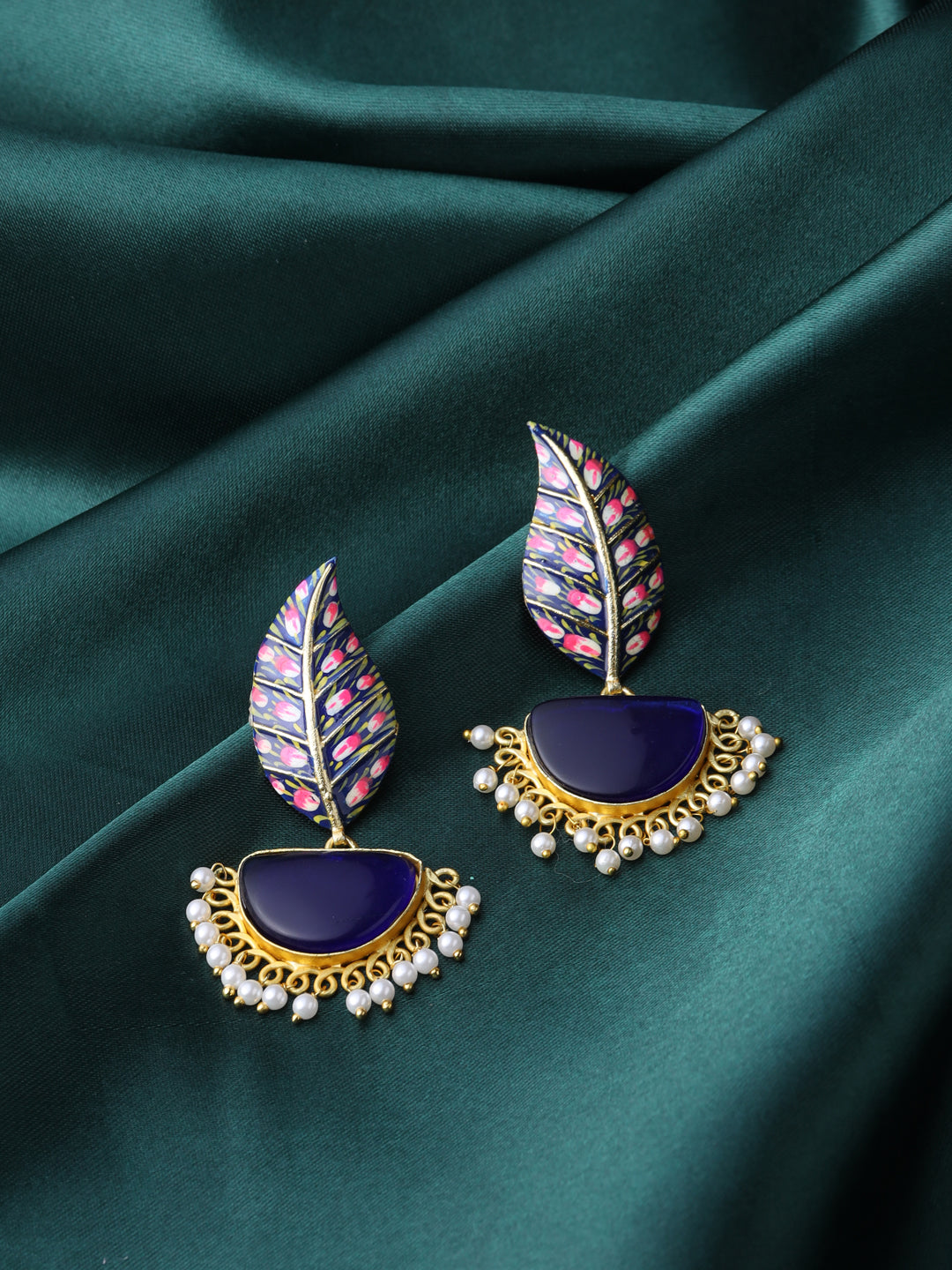 Blue-Gold-Matte-Brass-Jhumka