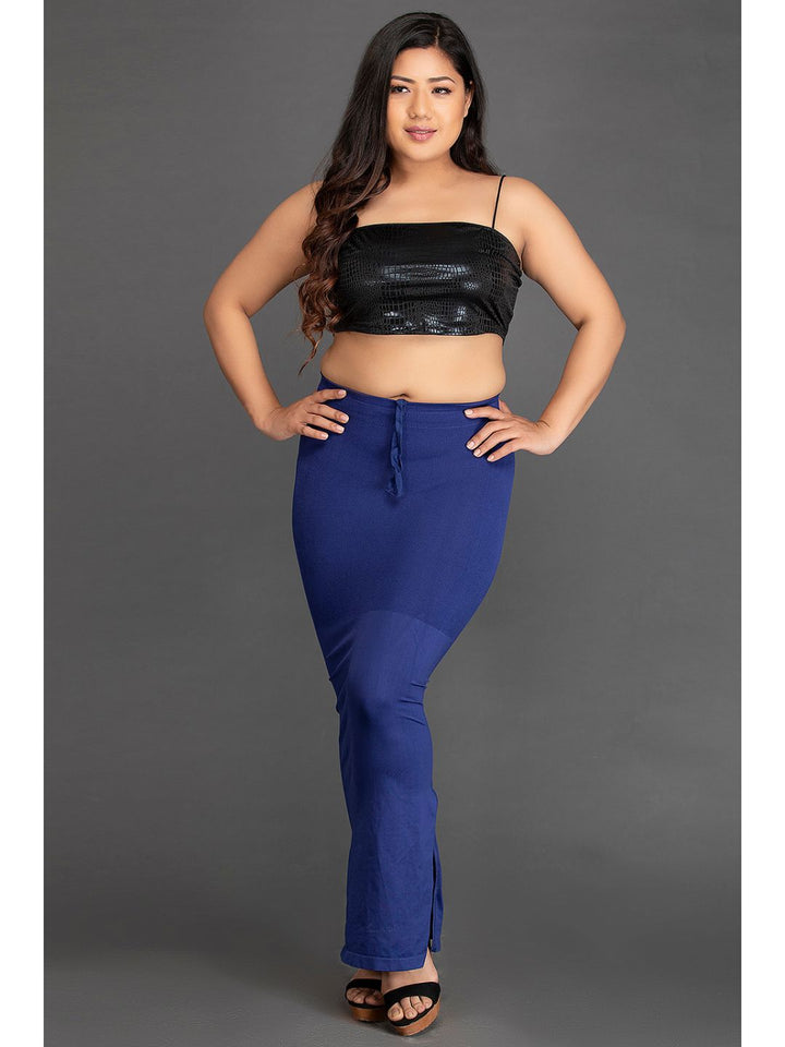 Blue Spandex Saree Shapewear with Drawstring