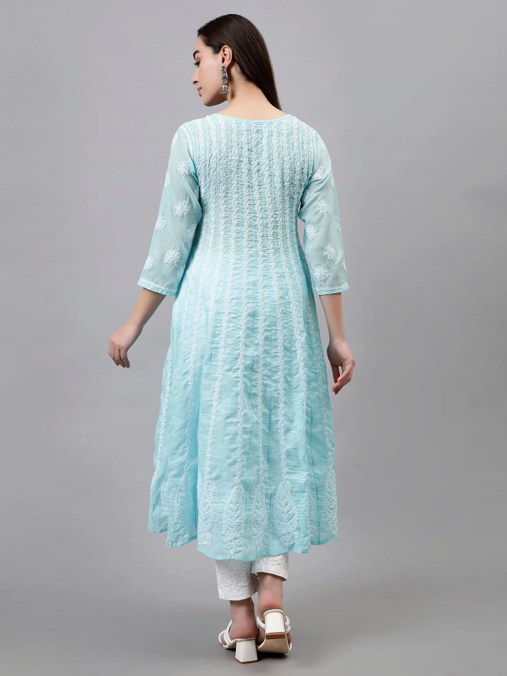 Blue-Terivoil-Embroidered-Chikankari-Anarkali-Kurti