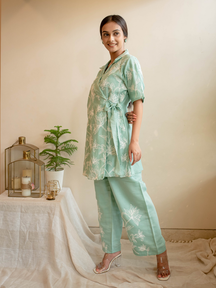 Blue-&-White-Silk-Thread-Embroidered-Angrakha-Co-ord-Set