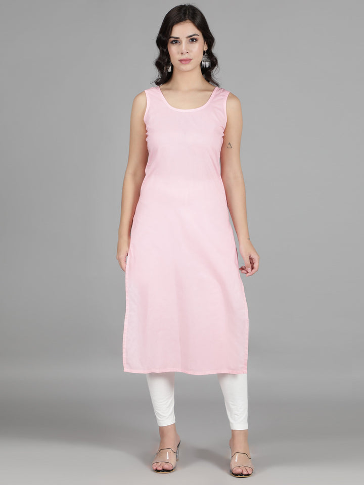 Blush Pink Georgette Chikan Kurta with Slip