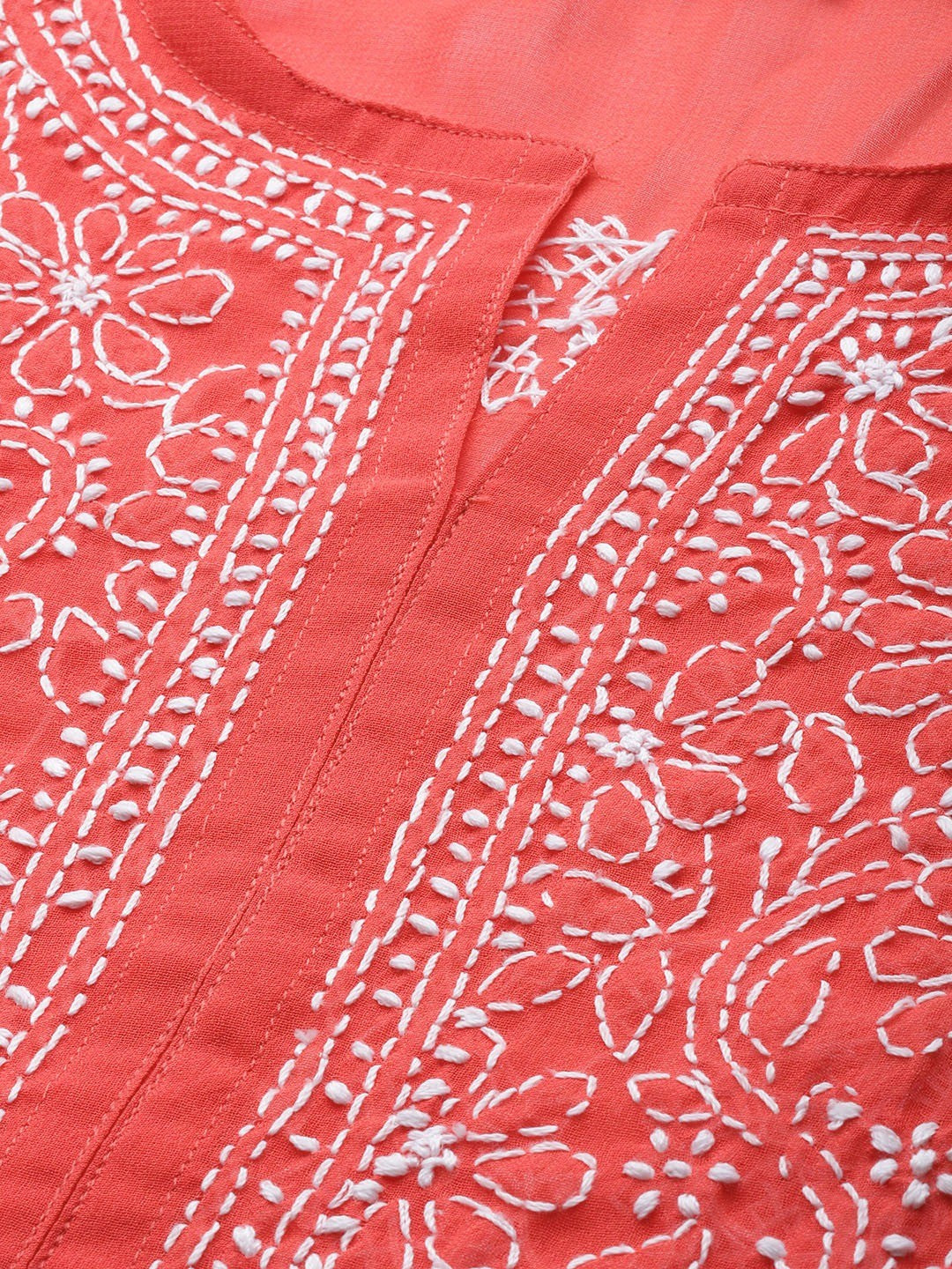 Brick-Red-Georgette-Lucknowi-Chikankari-Kurta