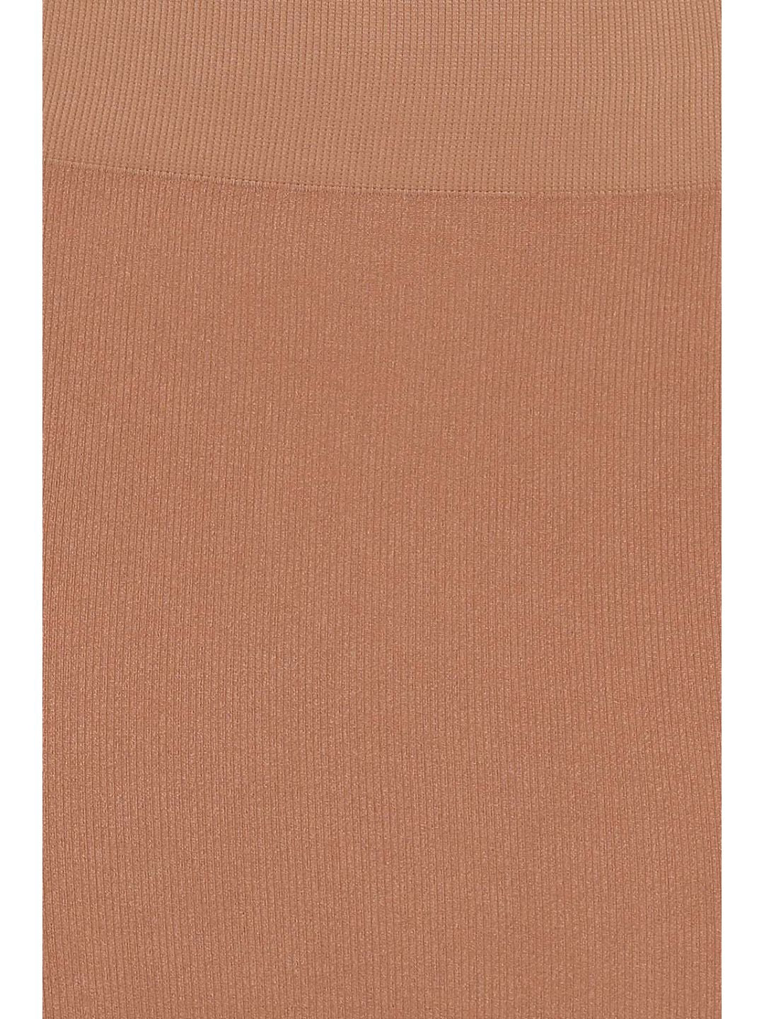 Brown Nylon Spandex Side Slit Saree Shapewear
