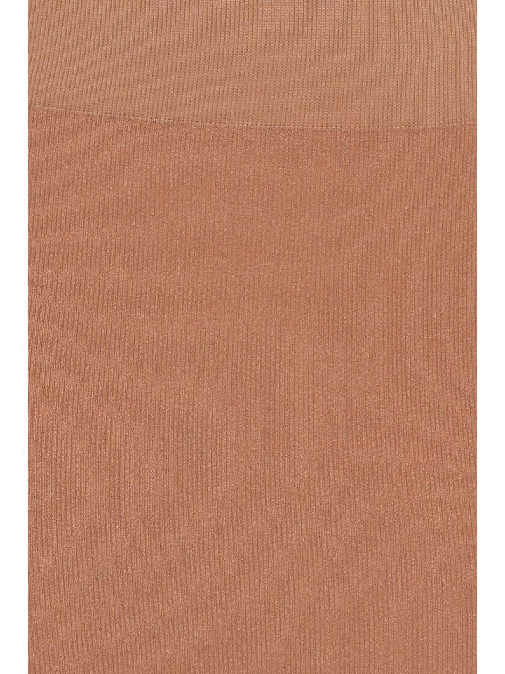 Brown Nylon Spandex Side Slit Saree Shapewear