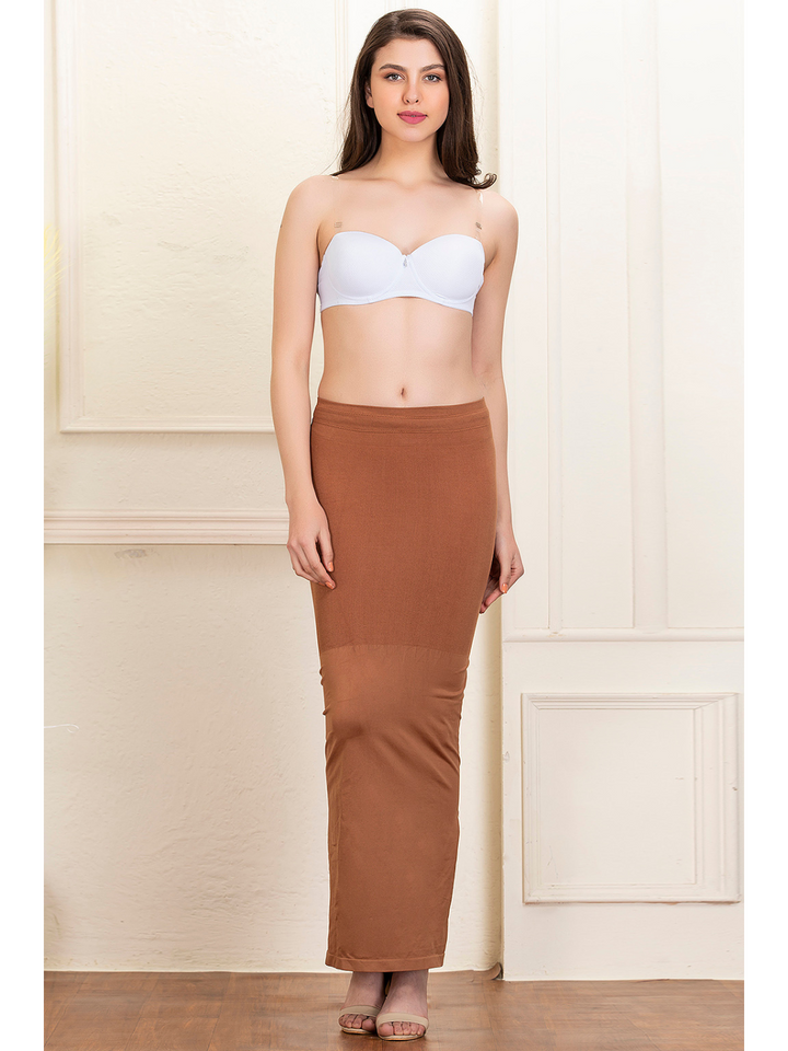 Brown Spandex Saree Shapewear with Drawstring