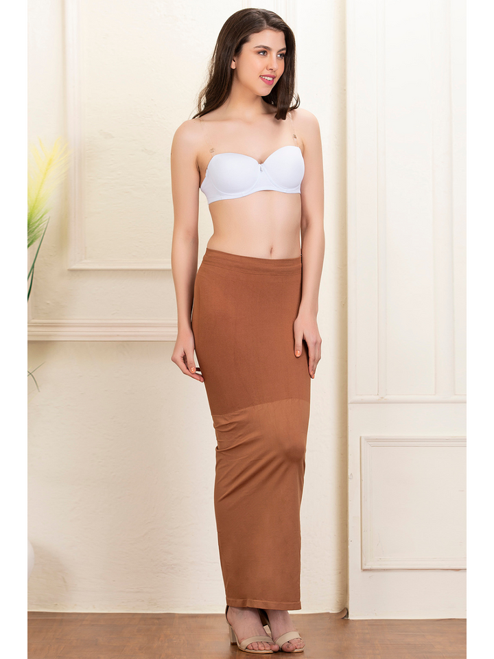 Brown Spandex Saree Shapewear with Drawstring