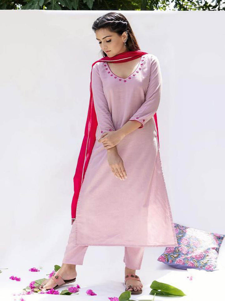 Gulabi-Straight-Kurta-And-Pants-(Set-Of-3)