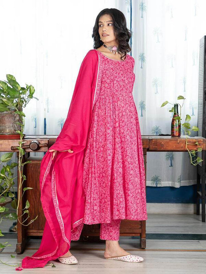 Moh-Pink-Side-Gather'S-Anarkali-(Set-Of-3)
