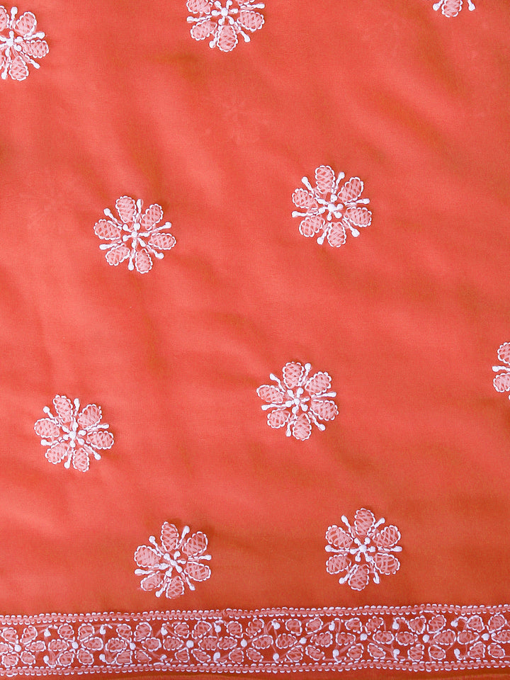 Carrot Pink Chikankari Unstitched Kurta Suit Material