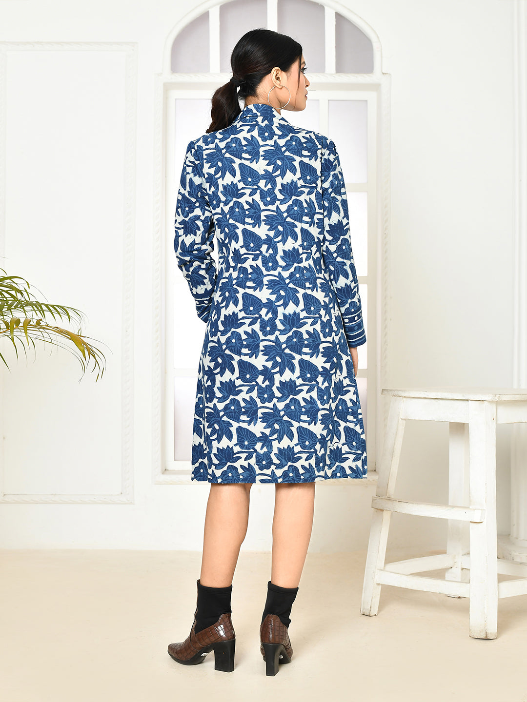 ZERESOUQ-Chole-Indigo-Pure-Cotton-Dabu-Printed-Trench-Coat