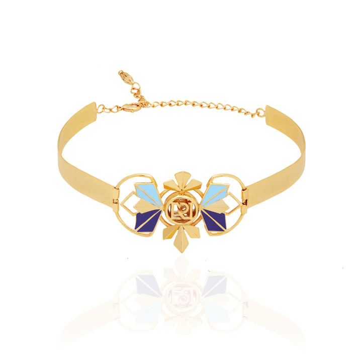Clarris Muse Blue Enameled Gold Choker