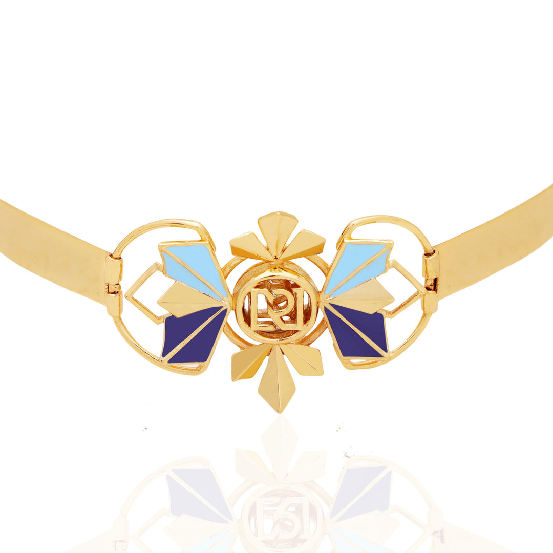 Clarris Muse Blue Enameled Gold Choker