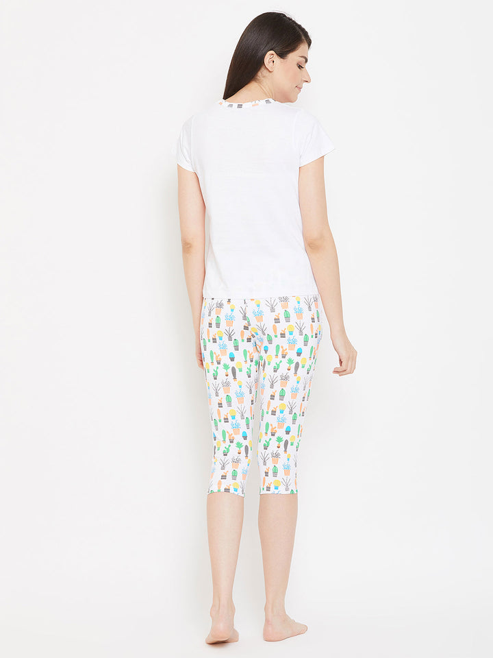Cool Cactus Top & Capri Set In White