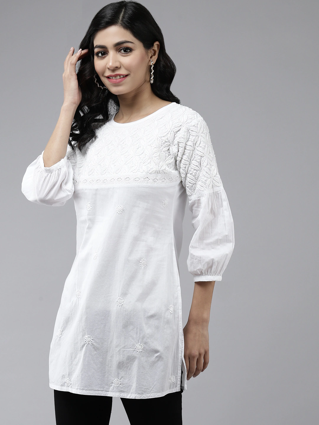 Cotton-Embroidered-Handloom-Kurti-In-White