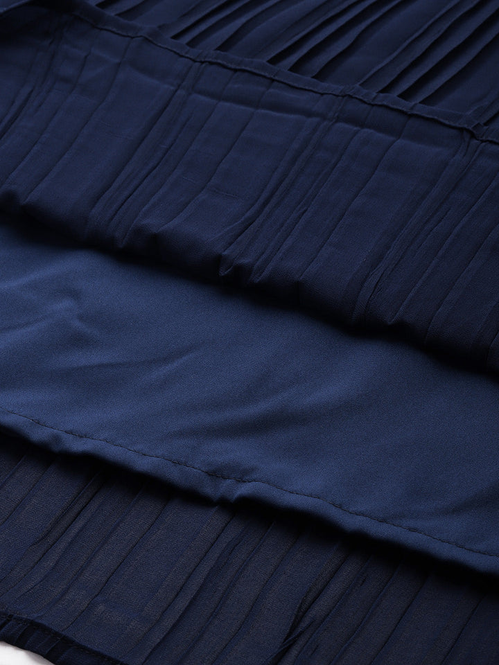 Dark Blue Embroidered Georgette Dress
