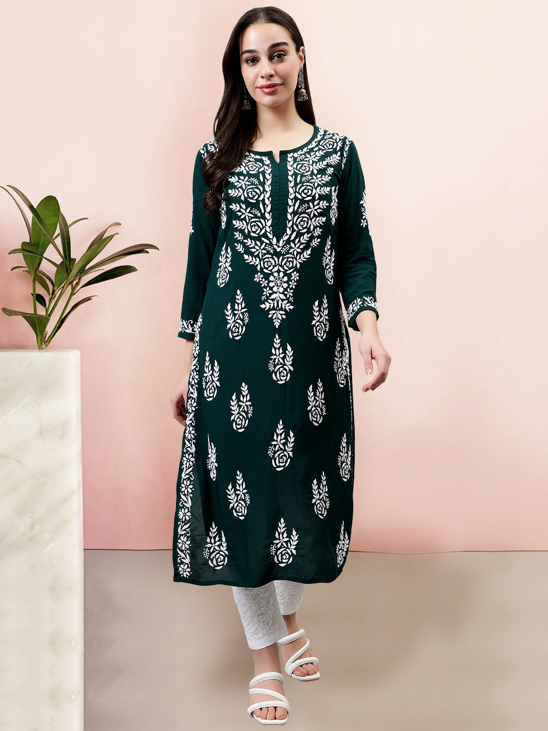 Seva Chikan Hand Embroidered Modal Lucknowi Chikankari Kurta Set