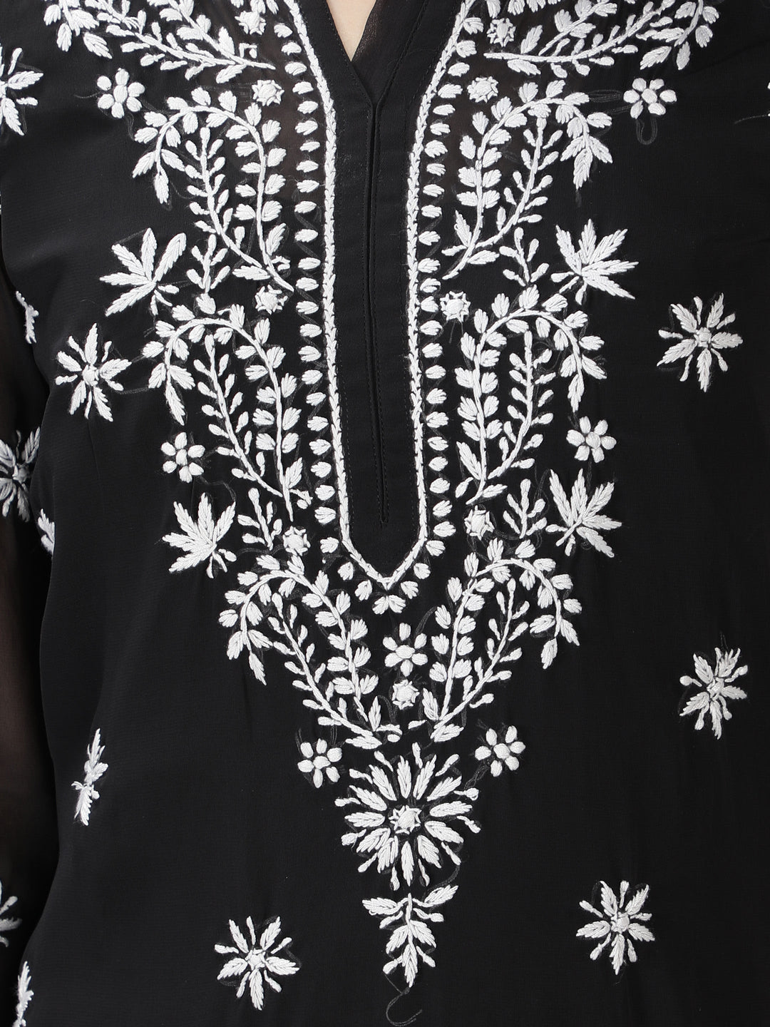 Ebony Black Georgette Kurta with Inner Slip