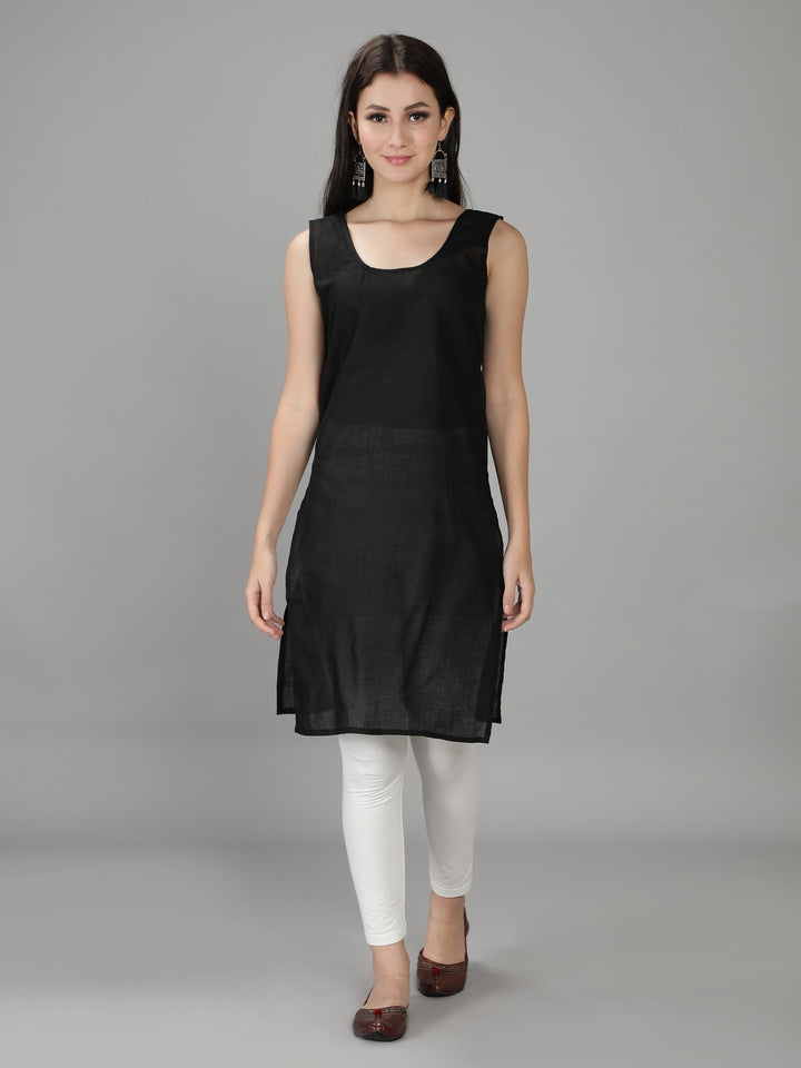 Ebony Black Georgette Kurta with Inner Slip
