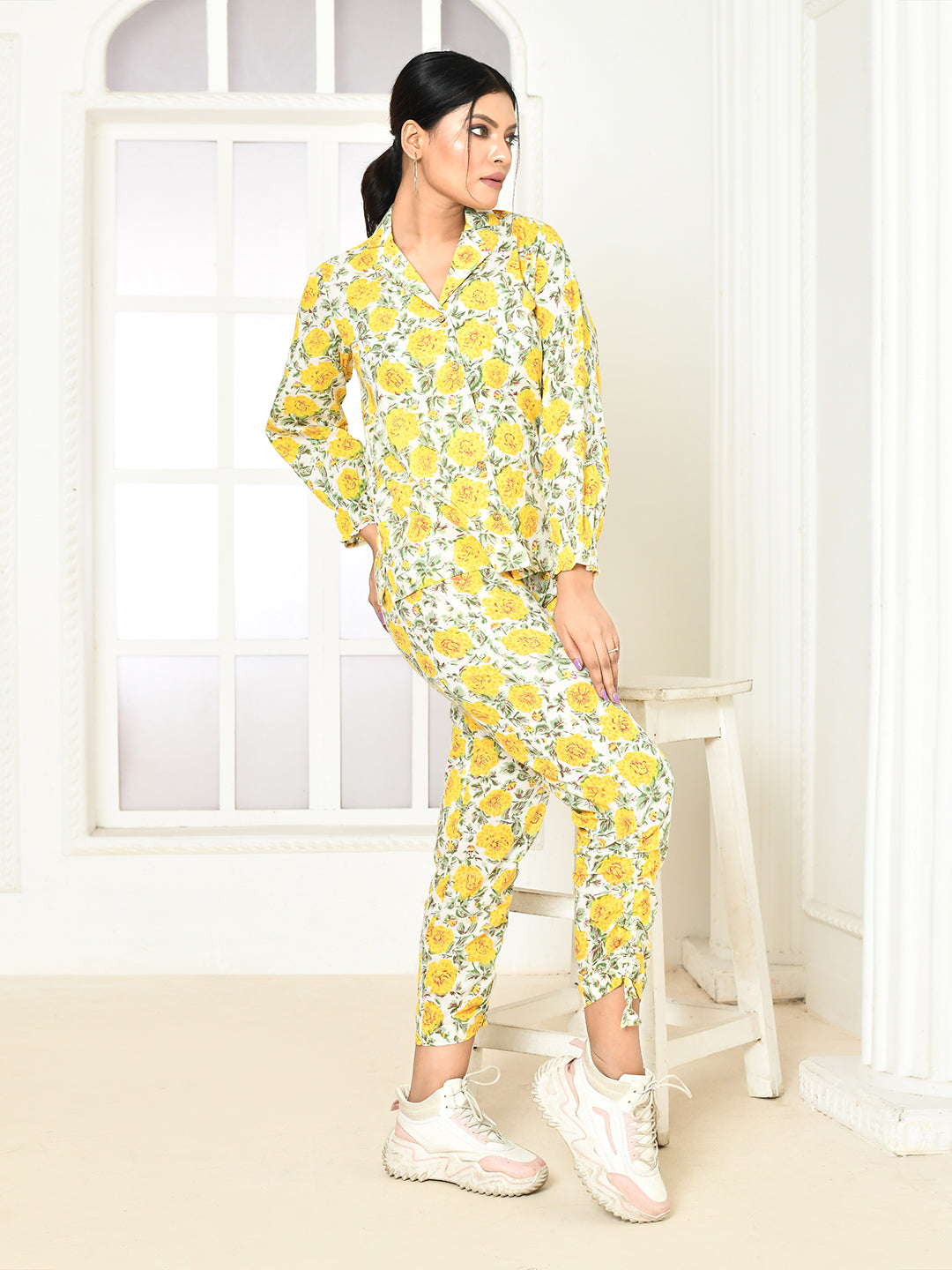 ZERESOUQ-Elaura-Cotton-Hand-Printed-Lapel-Collared-Co-Ord-Set