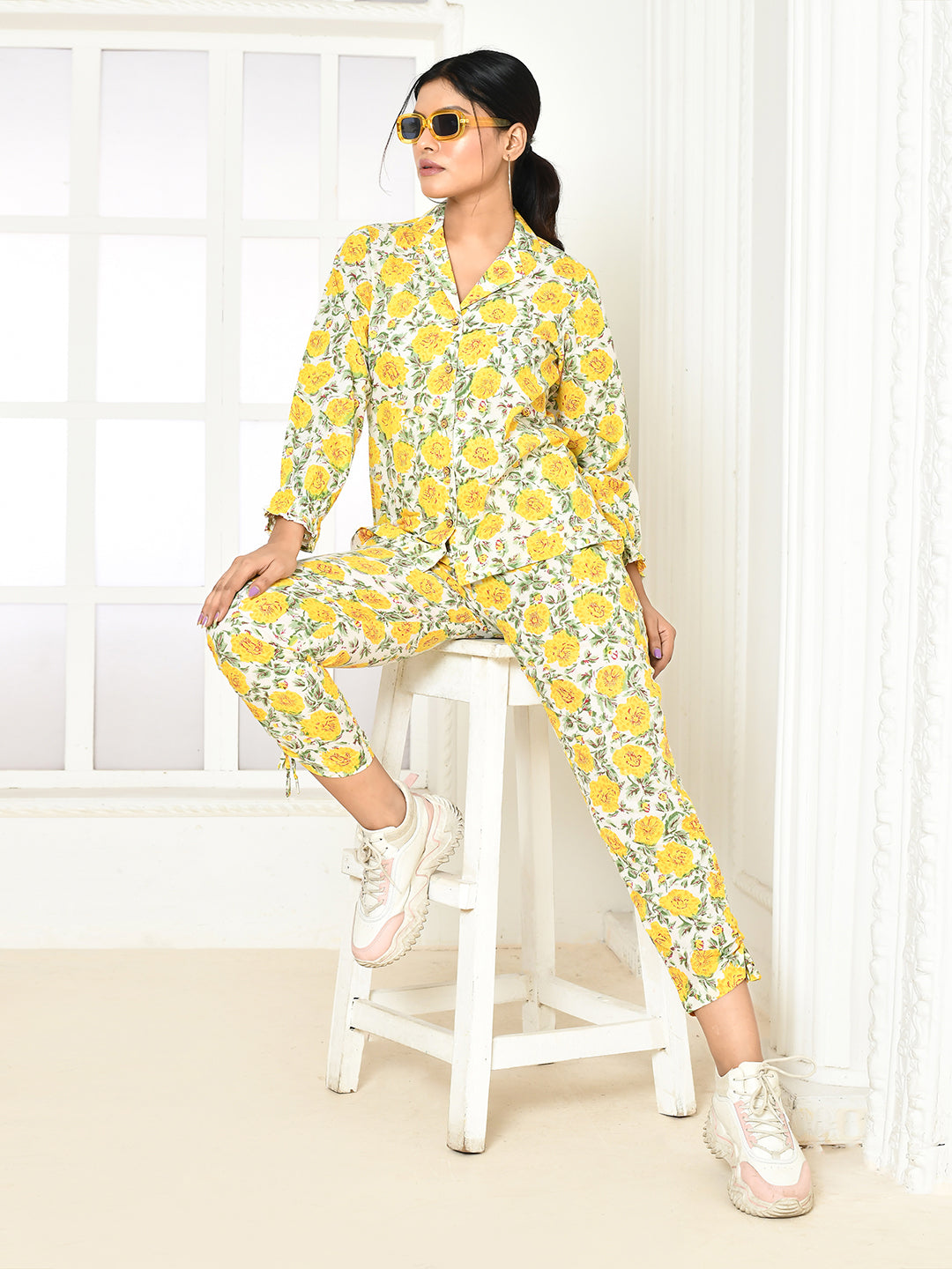 ZERESOUQ-Elaura-Cotton-Hand-Printed-Lapel-Collared-Co-Ord-Set