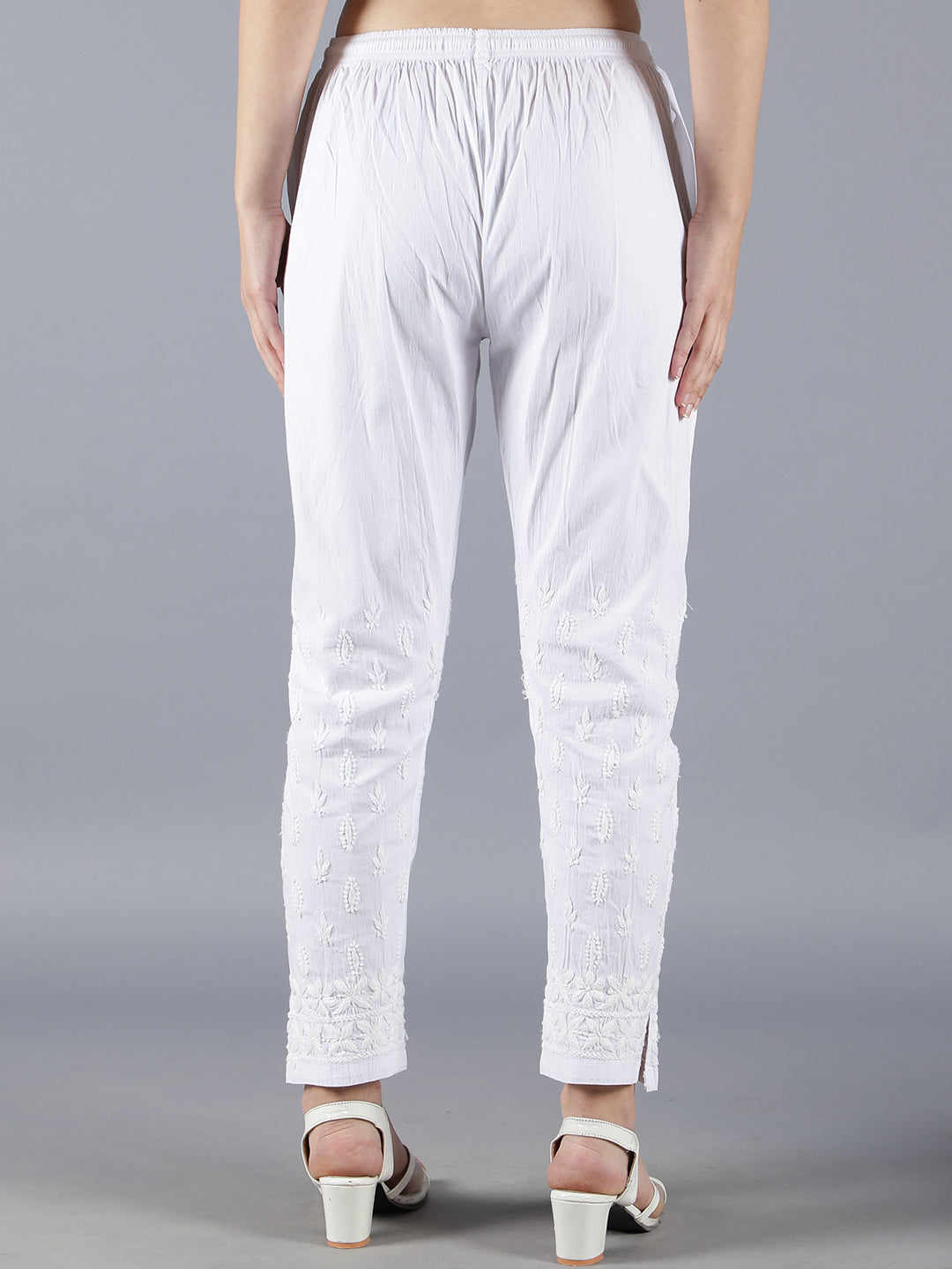 Embroidered Chikankari White Palazzo Pant