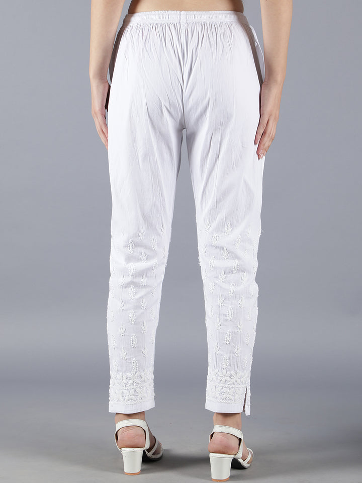 Embroidered Chikankari White Palazzo Pant