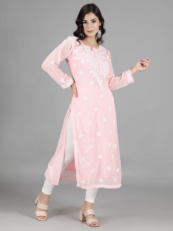 Embroidered-Pink-Lucknowi-Chikan-Kurti